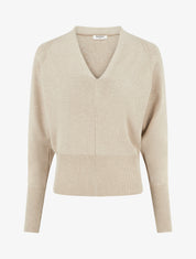Pull uni à col V - Taupe - 1