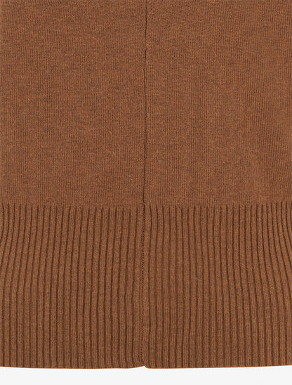 Pull uni à col V - Camel - 3