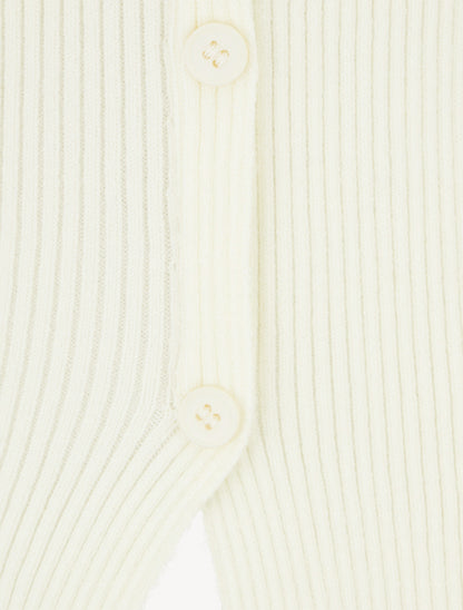 Pull côtelé à boutons décoratifs - Crème - 3