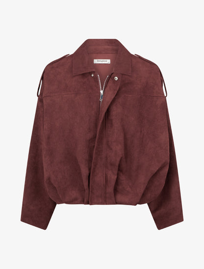 Bomber uni effet daim - Bordeaux - 1