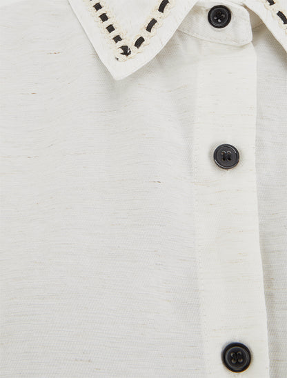 Chemise courte boutonnée à nouer - Écru - 3