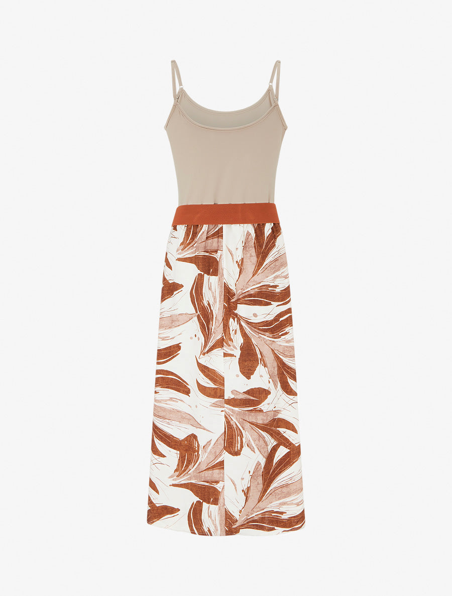 Robe longue à imprimé feuillage - Marron - 2
