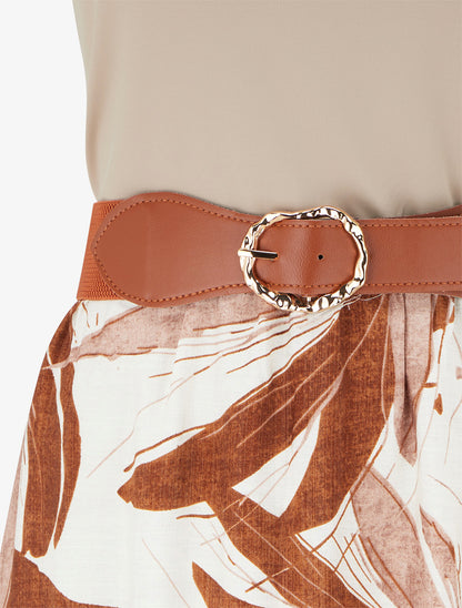Robe longue à imprimé feuillage - Marron - 3