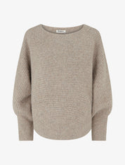 Pull en maille à manches longues chauves-souris - Taupe - 1