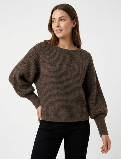 Pull en maille à manches longues chauves-souris - Marron