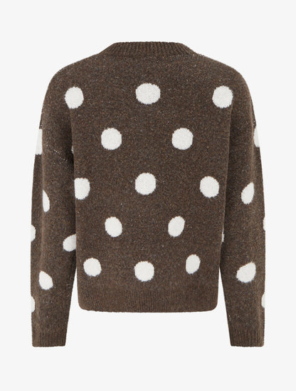 Pull en maille à pois - Marron - 2