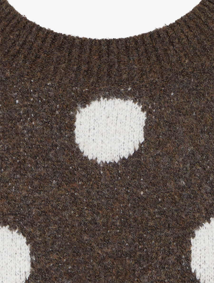Pull en maille à pois - Marron - 3