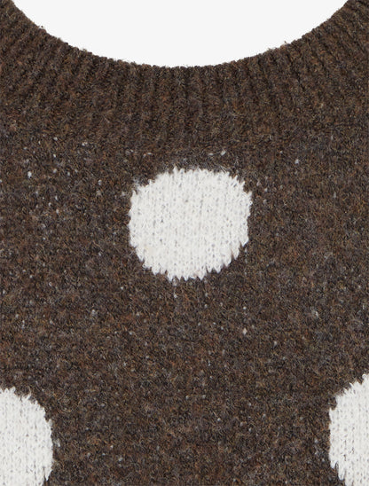 Pull en maille à pois - Marron - 3