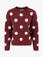 Pull en maille à pois - Bordeaux - 1