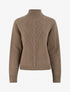 Pull droit à col montant en maille effet torsadé - Taupe - 1