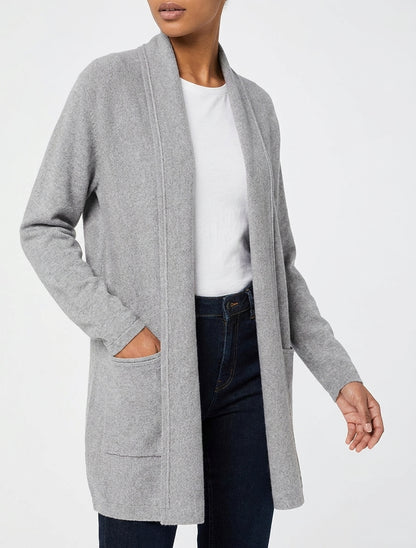 Gilet mi-long à col châle - Gris