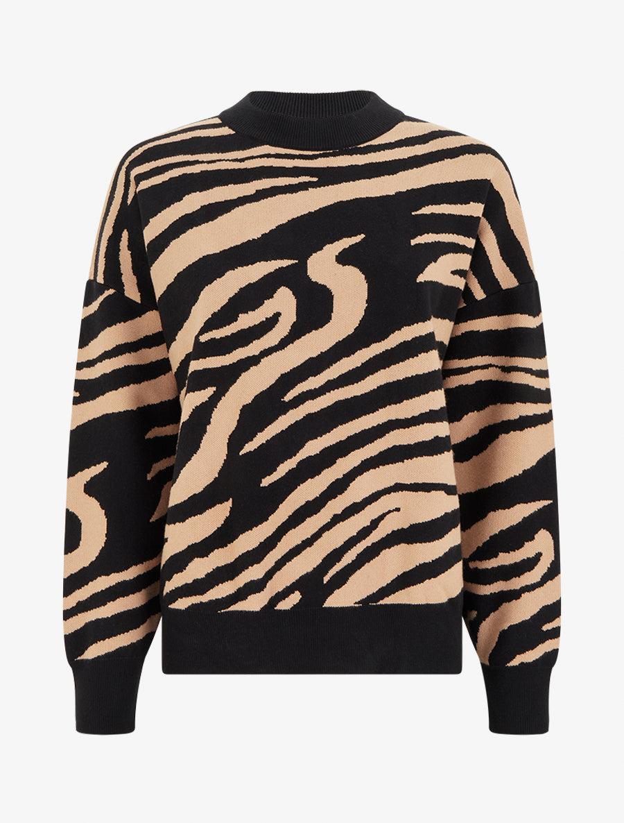 Pull ample imprimé zèbre - Camel - 1