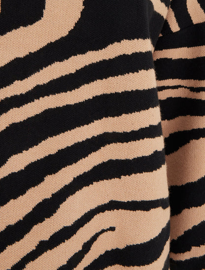 Pull ample imprimé zèbre - Camel - 3