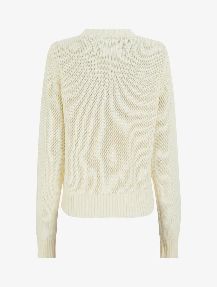Pull en coton à macramé style floral - Écru - 2
