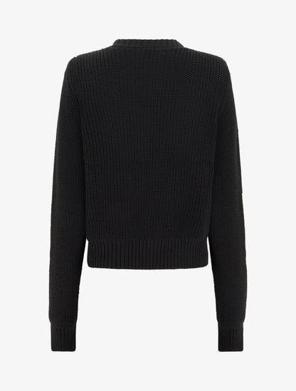 Pull en coton à macramé style floral - Noir - 2