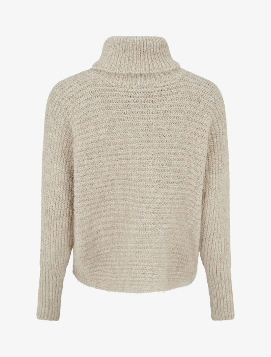 Pull en laine mélangée irisé à col roulé - Taupe - 2