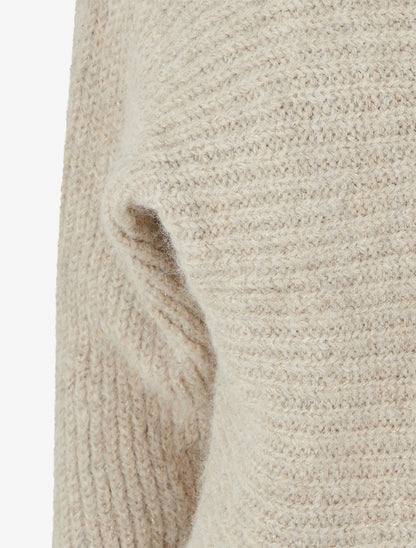 Pull en laine mélangée irisé à col roulé - Taupe - 3