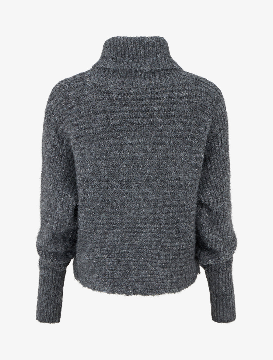 Pull en laine mélangée irisé à col roulé - Gris - 2