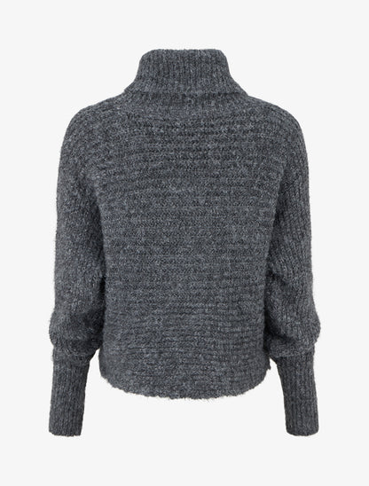 Pull en laine mélangée irisé à col roulé - Gris - 2