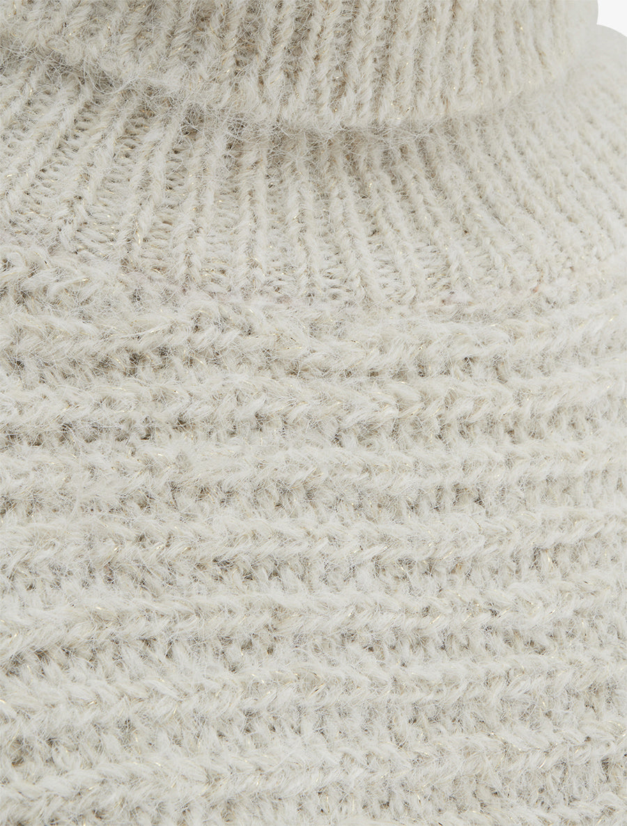 Pull en laine mélangée irisé à col roulé - Écru - 3