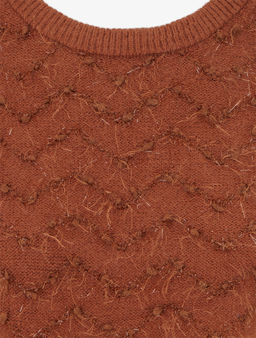 Pull droit manches courtes en maille duveteuse - Rouille - 3