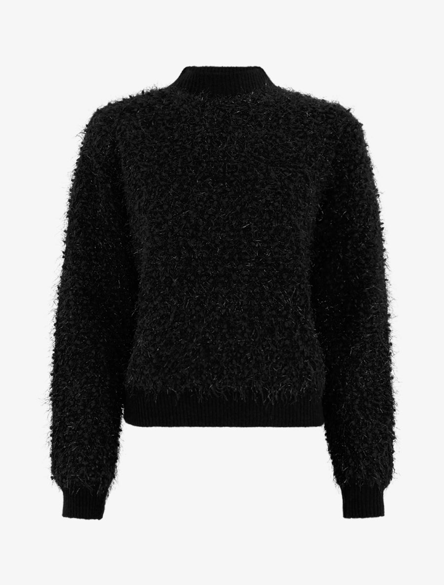 Pull droit en maille duveteuse irisée - Noir - 1