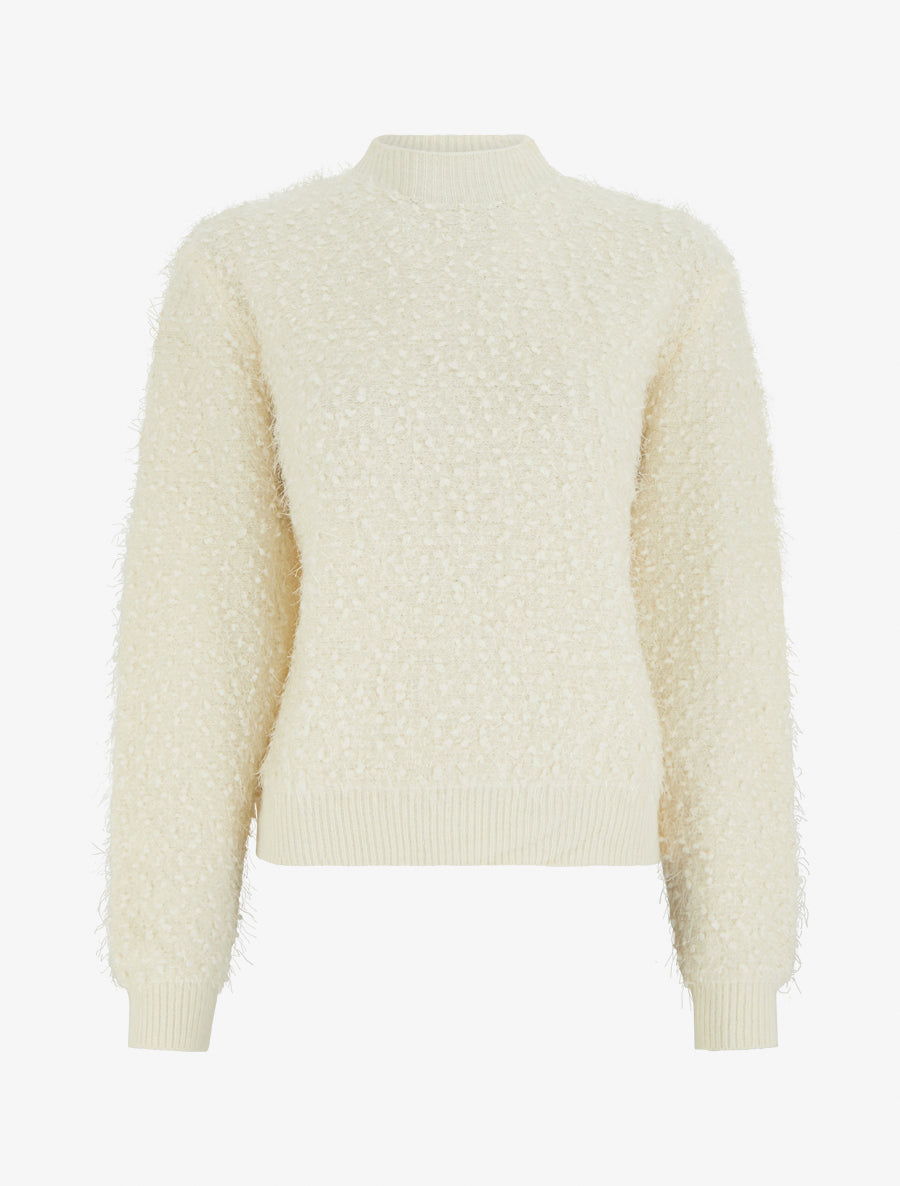 Pull droit en maille duveteuse irisée - Crème - 1