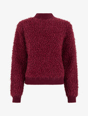 Pull droit en maille duveteuse irisée - Lie de vin - 1