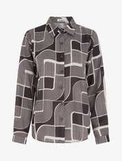 Chemise fluide transparente imprimé graphique - Chocolat - 1