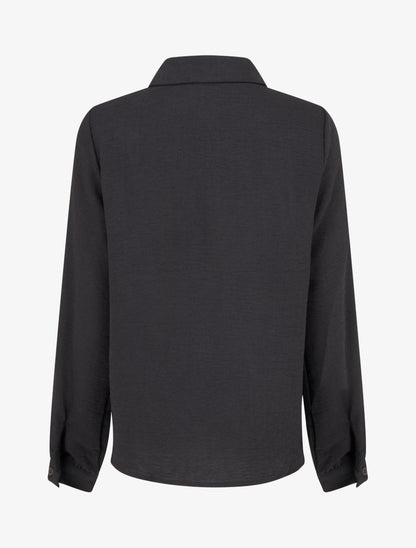 Chemise fluide empiècement dentelle - Noir - 2