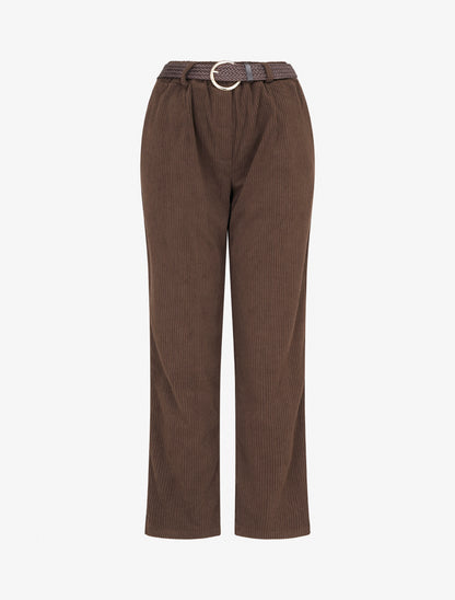 Pantalon droit en velours côtelé - Marron - 1