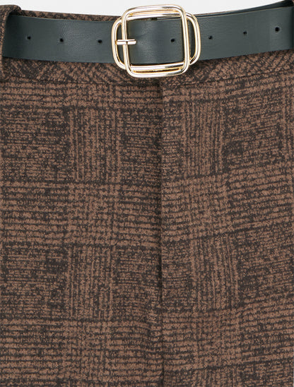 Short à revers et imprimé tartan - Marron - 3