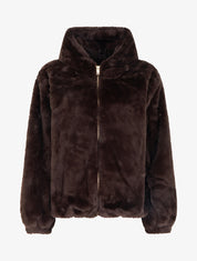 Blouson zippé en fourrure synthétique - Marron - 1