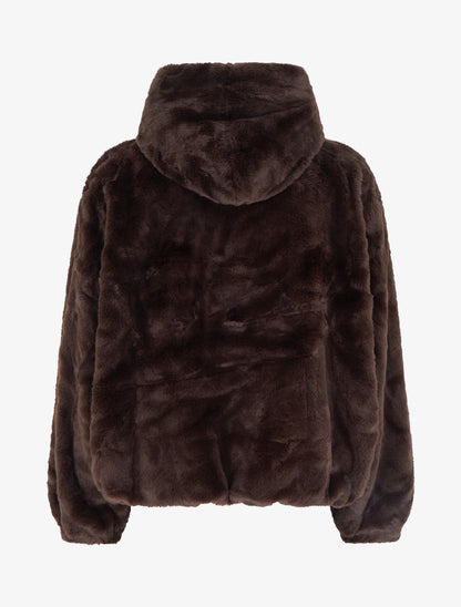 Blouson zippé en fourrure synthétique - Marron - 2