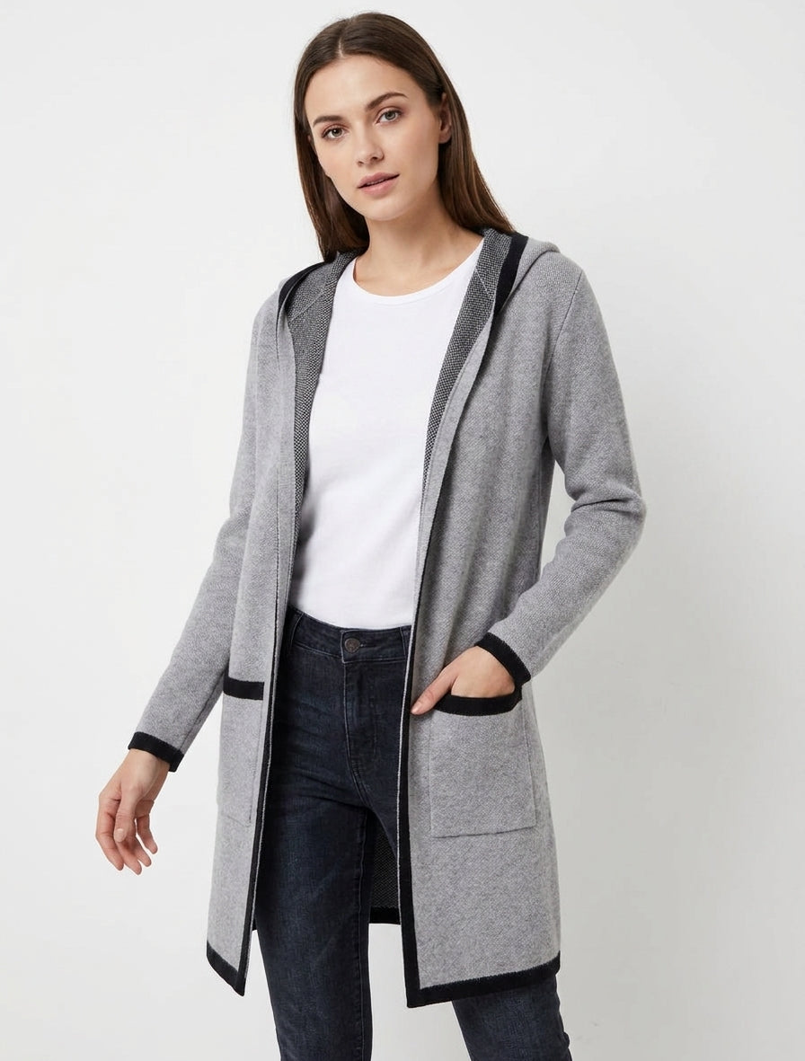Open vest met capuchon - Grijs