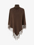 Poncho oversize à franges - Marron - 1