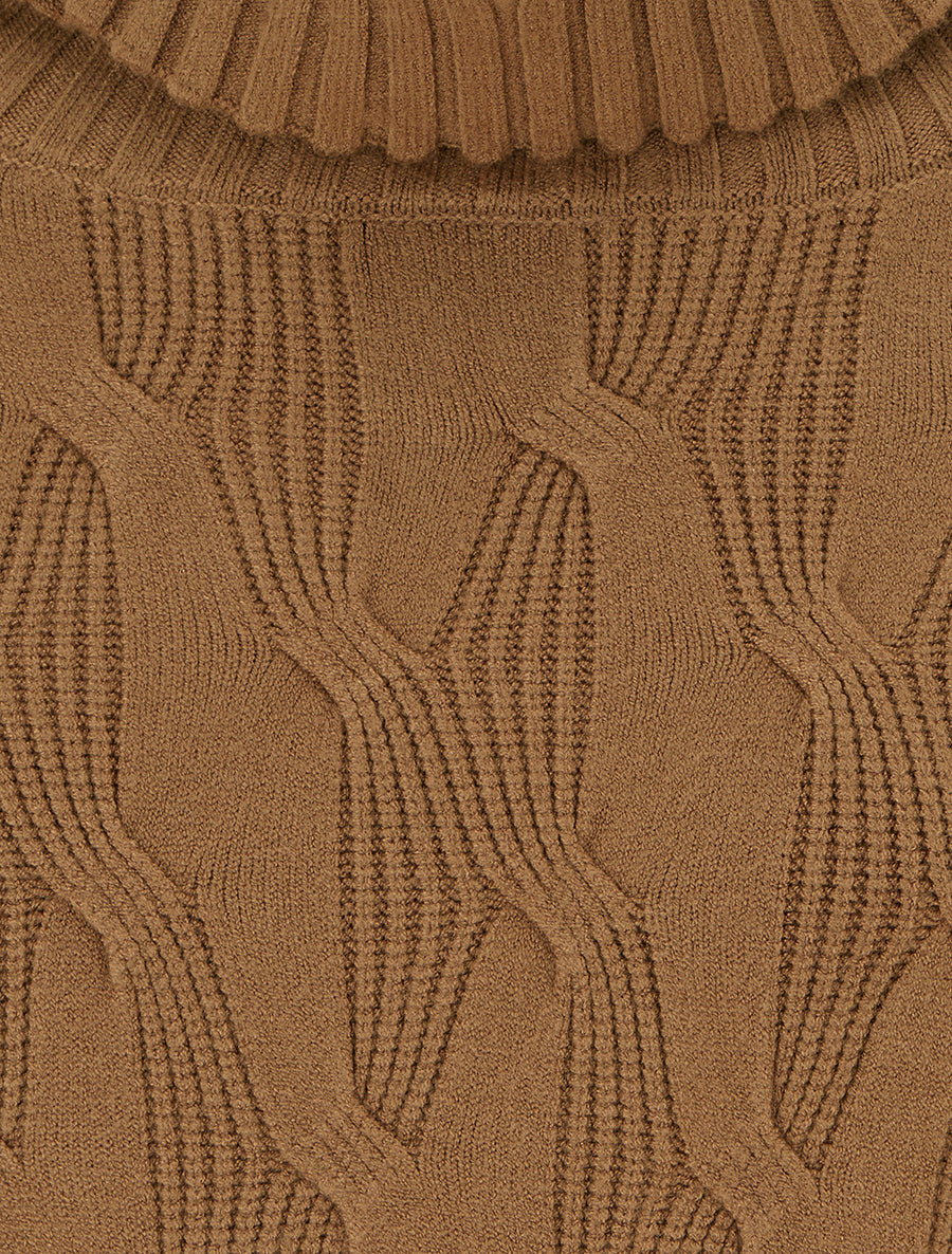 Pull ample à col roulé en maille texturée - Camel - 3