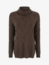Pull ample à col roulé en maille texturée - Marron - 1