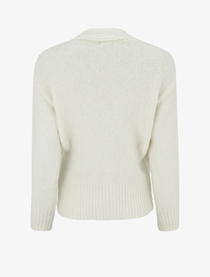 Pull cache-coeur en laine mélangée irisée - Écru - 2