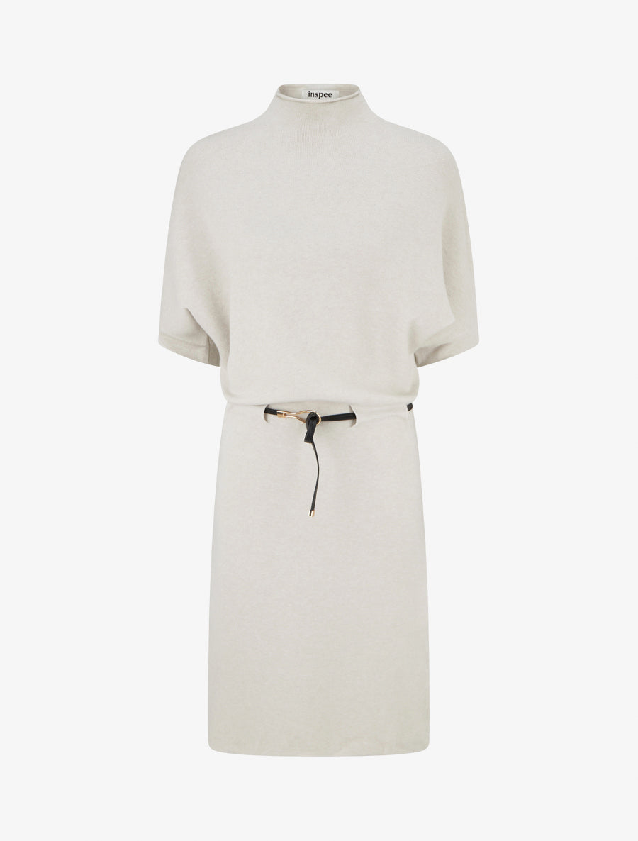 Robe pull droite et ceinturée - Beige - 1