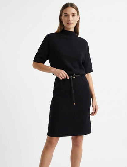 Robe pull droite et ceinturée - Noir