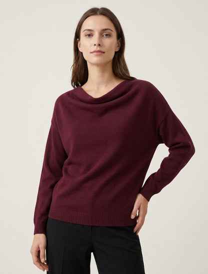 Pull droit à col bénitier - Lie de vin