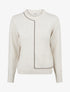 Pull laine mélangée col rond et liseré contrastant - Beige - 1
