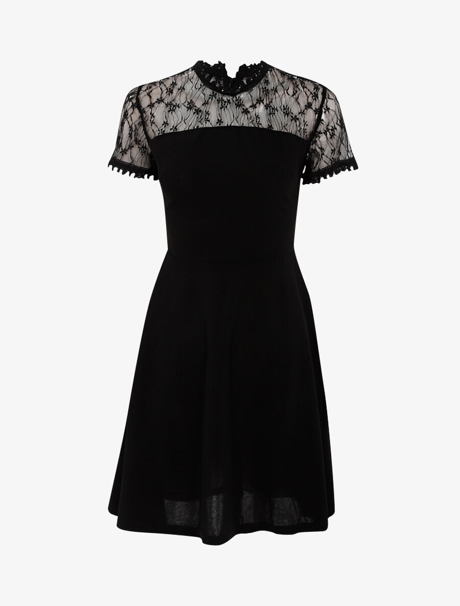 Robe à haut de poitrine ajouré - Noir - 1