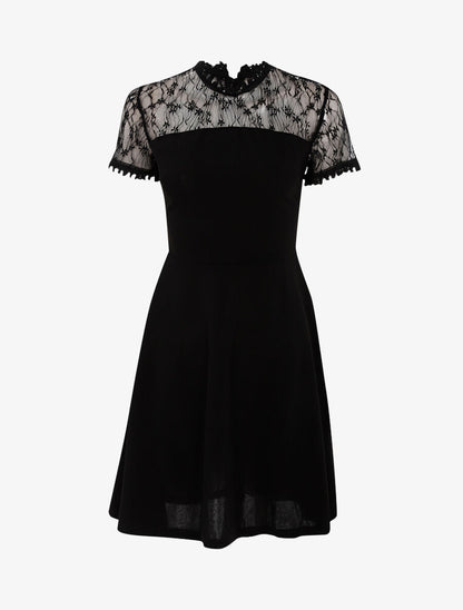 Robe à haut de poitrine ajouré - Noir - 1