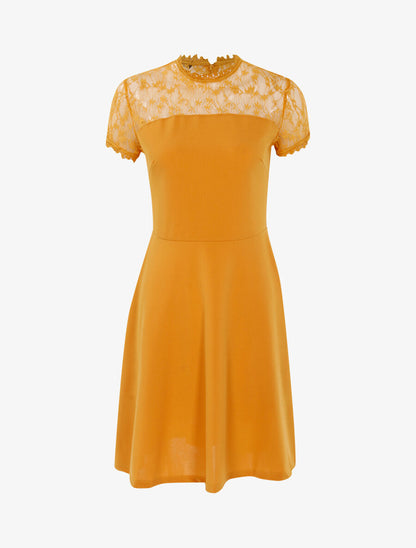 Robe à haut de poitrine ajouré - Jaune - 3