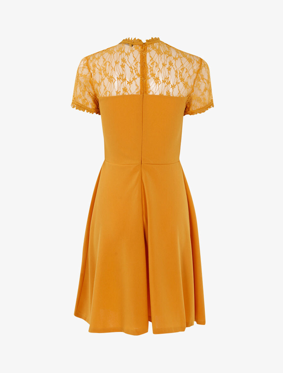 Robe à haut de poitrine ajouré - Jaune - 2