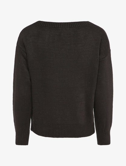 Pull à message et motif coeur - Noir - 2