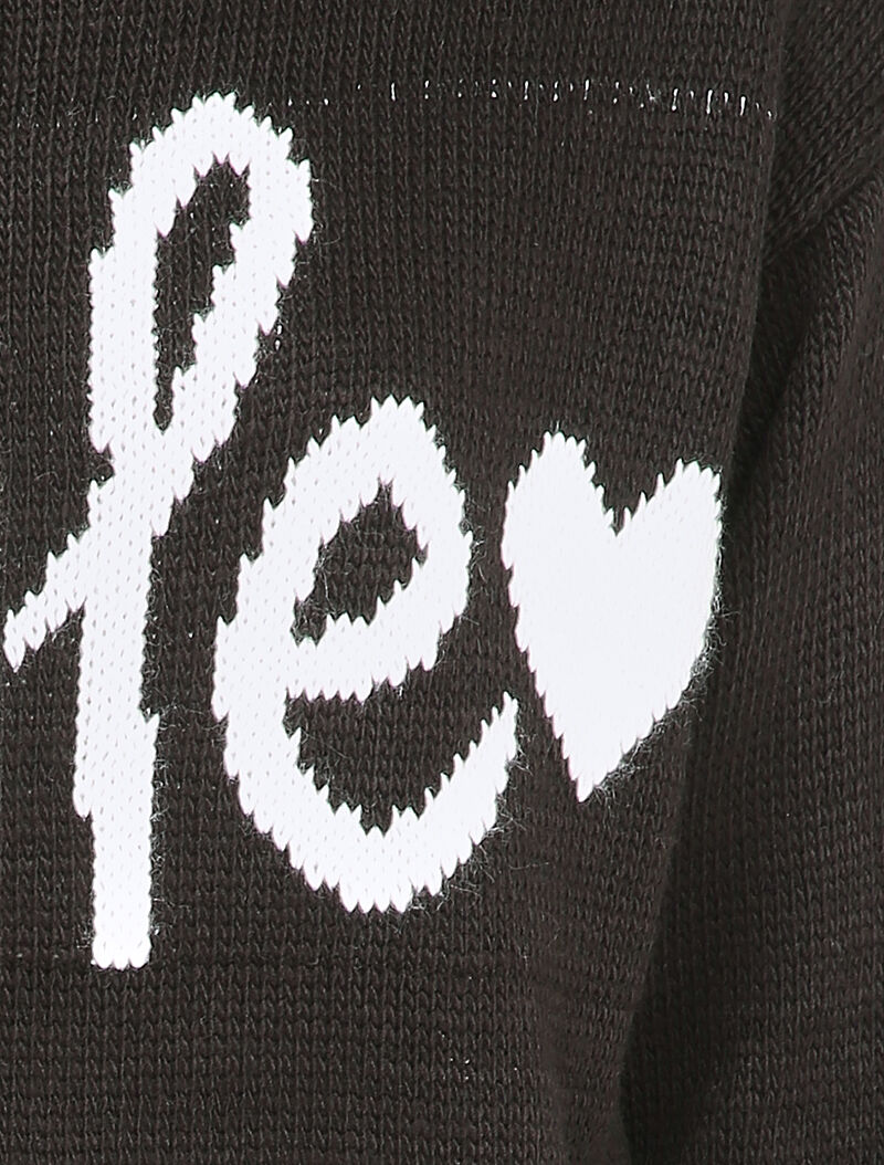 Pull à message et motif coeur - Noir - 3