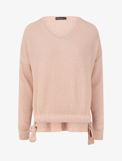 Pull à liens et dos long - Rose poudré - 4